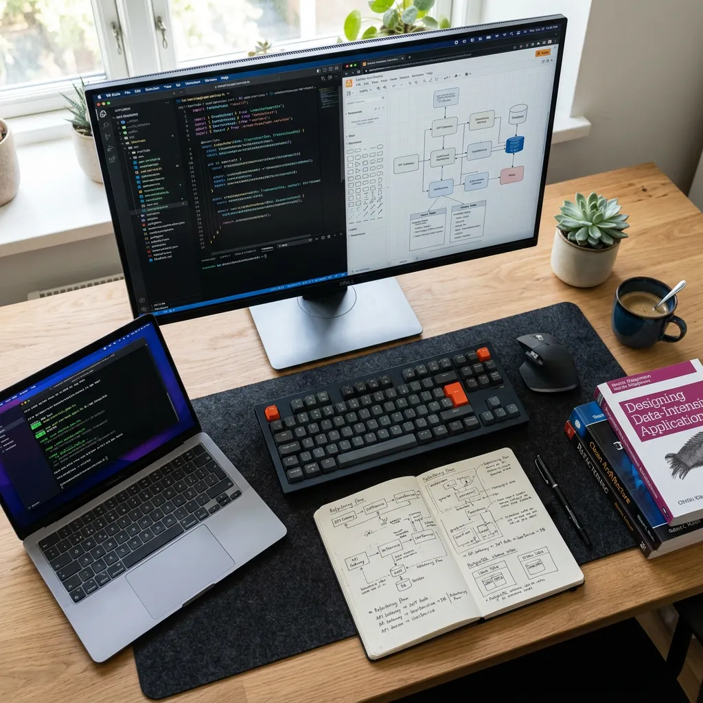 Poste de travail développeur — code, architecture et documentation technique