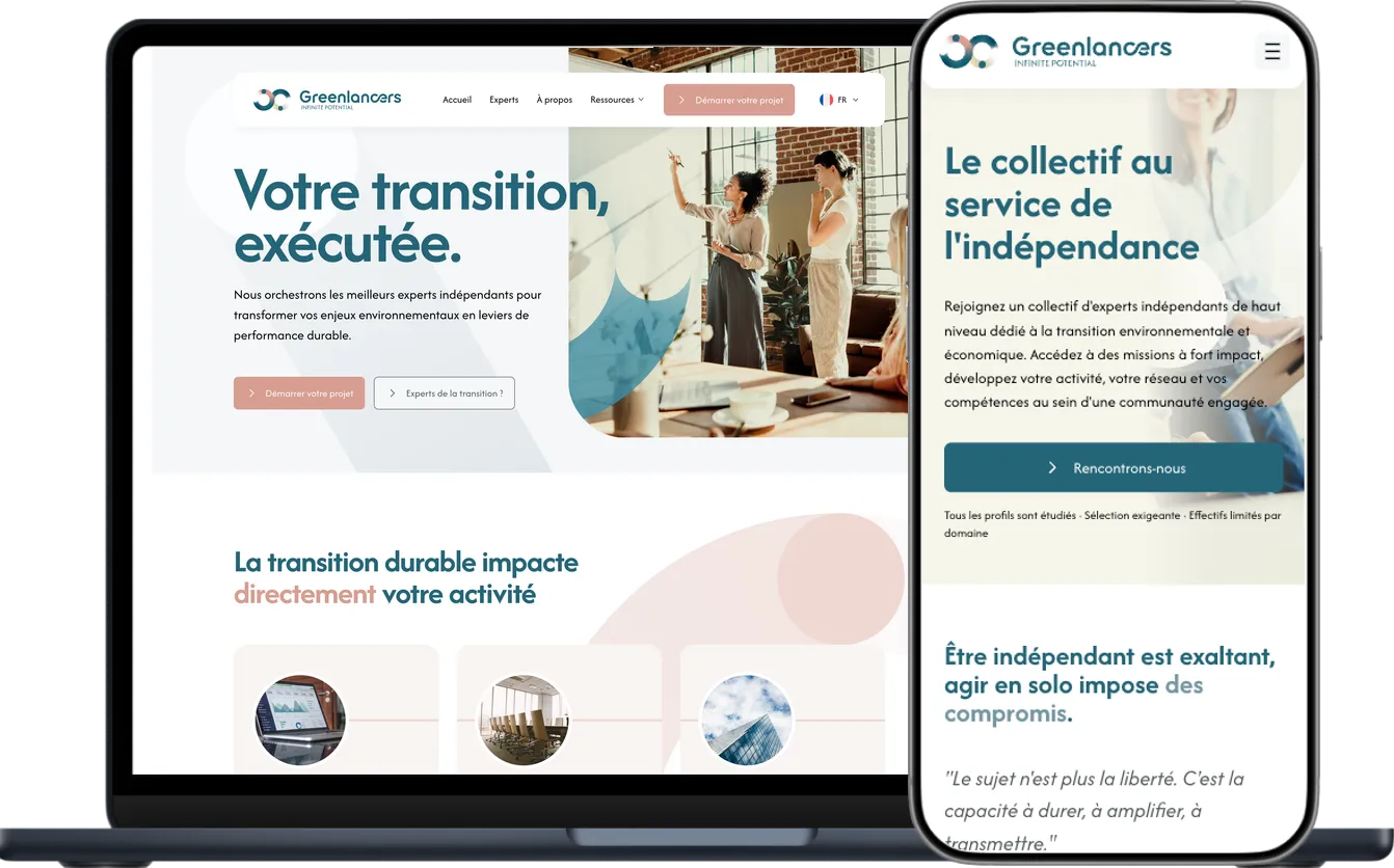 Aperçu du projet Identité de marque et site d'acquisition pour une startup conseil