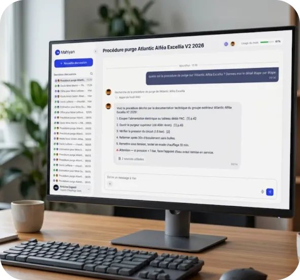 Réponse sourcée de l'assistant sur une procédure technique